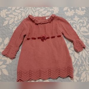 Baby girl dark pink long sleeved sweater dress size 3-6months